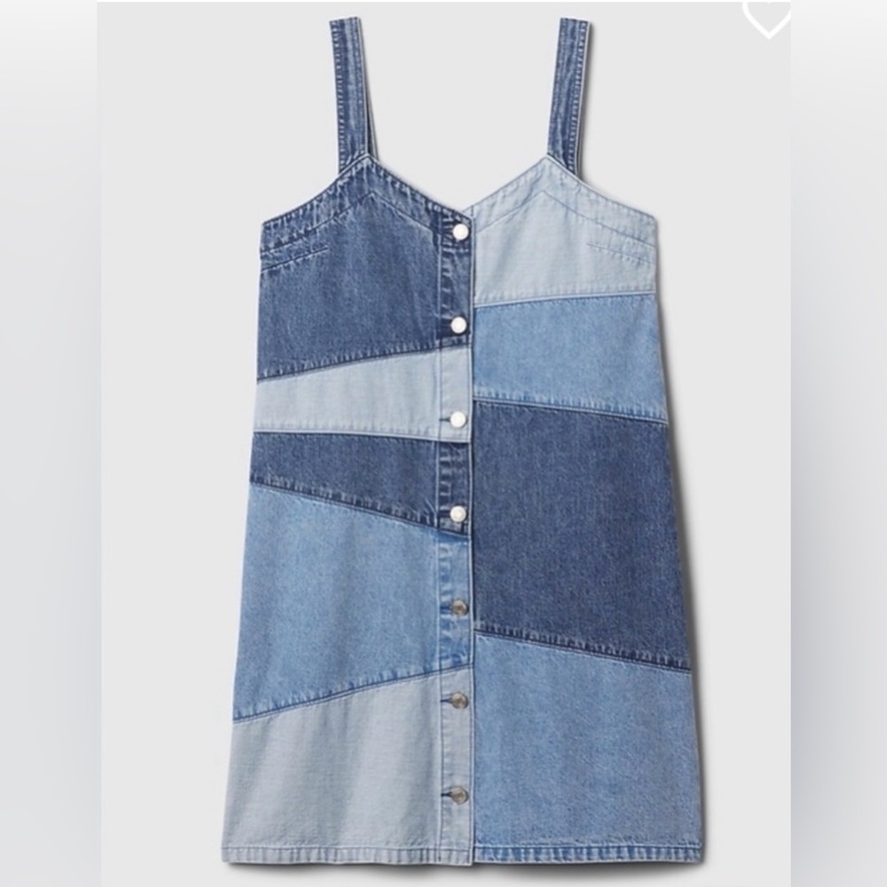 Gap Pieced Patchwork Blue Jean Denim Mini Dress /… - image 1